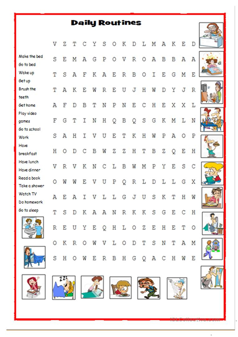 Daily Word Search - English Esl Worksheets For Distance