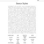 Dance Styles Word Search   Wordmint