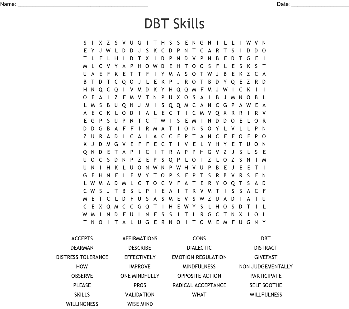 Dbt Skills Word Search - Wordmint
