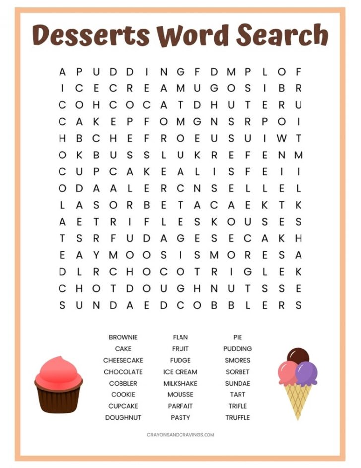 Chocolate Word Search Printable