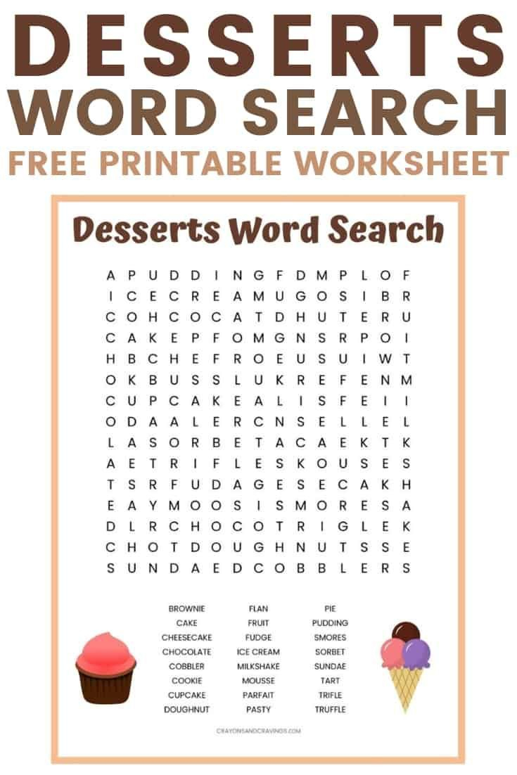 Desserts Word Search Printable With 24 Tasty Desserts To