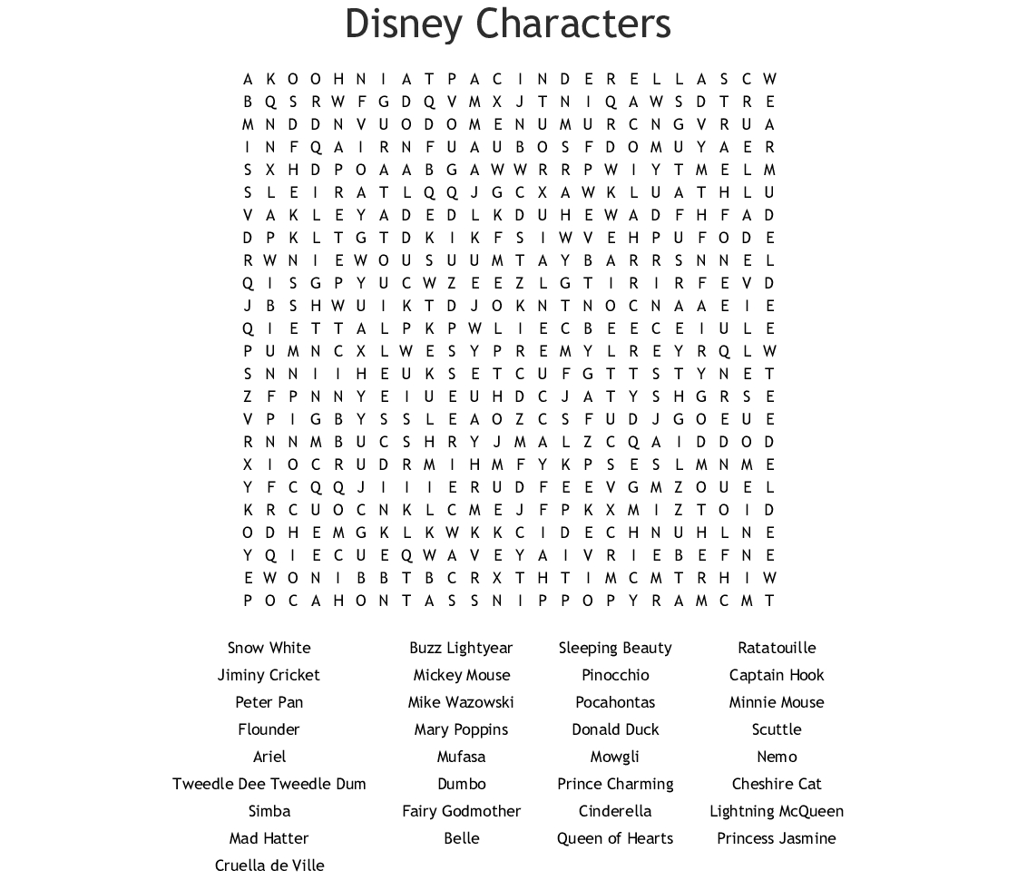 14 Free Printable Disney Word Searches, Mazes, And Games Word Search