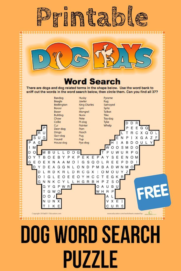 Dog Word Search | Free Printable Word Searches, Dog Words