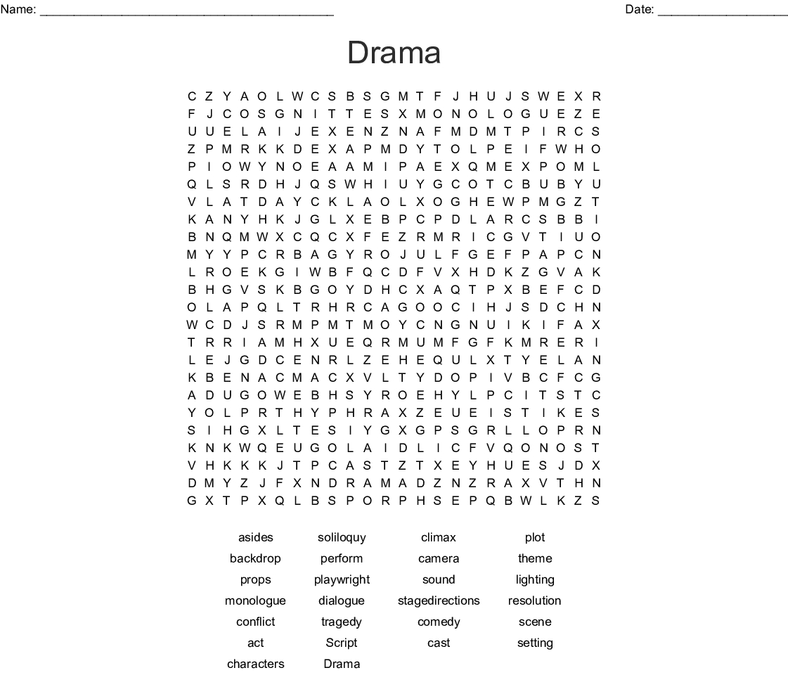 Drama Word Search - Wordmint