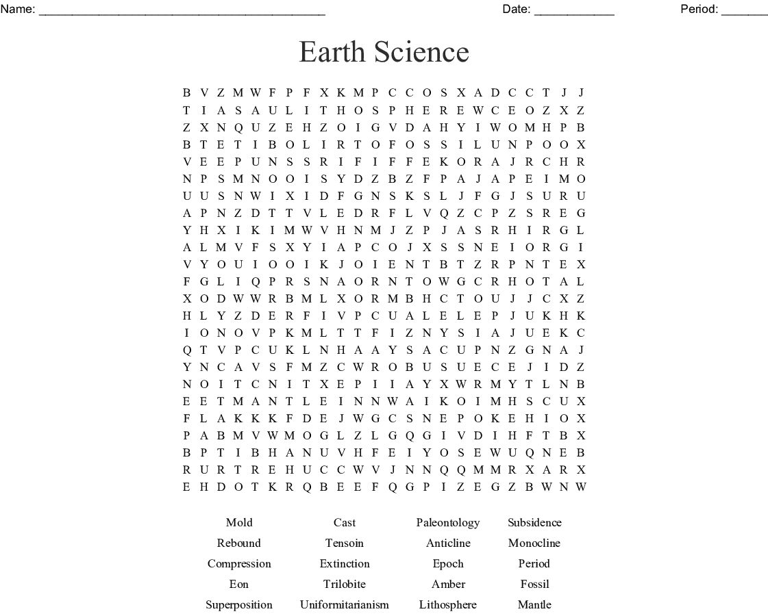 Earth Science Word Search Wordmint Word Search Printable