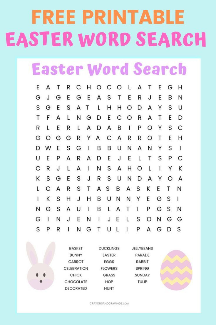 Easter Word Search Printable Worksheet With 20 Easter Themed