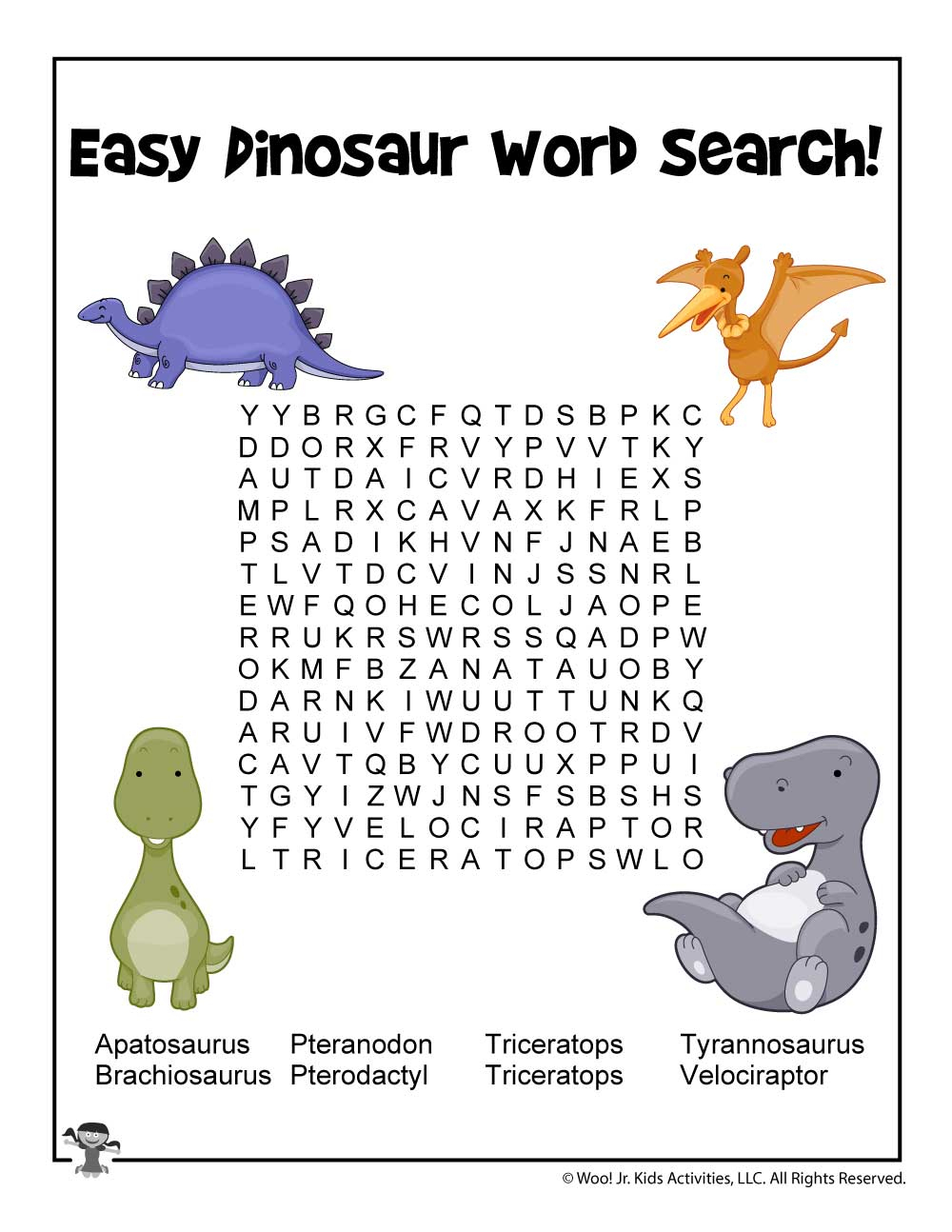 Easy Dinosaur Word Search For Kids | Woo! Jr. Kids Activities