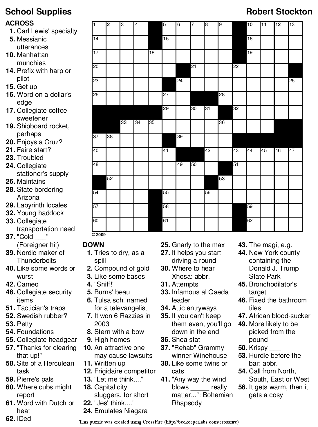 Easy Printable Crossword Puzzles | Printable Crossword