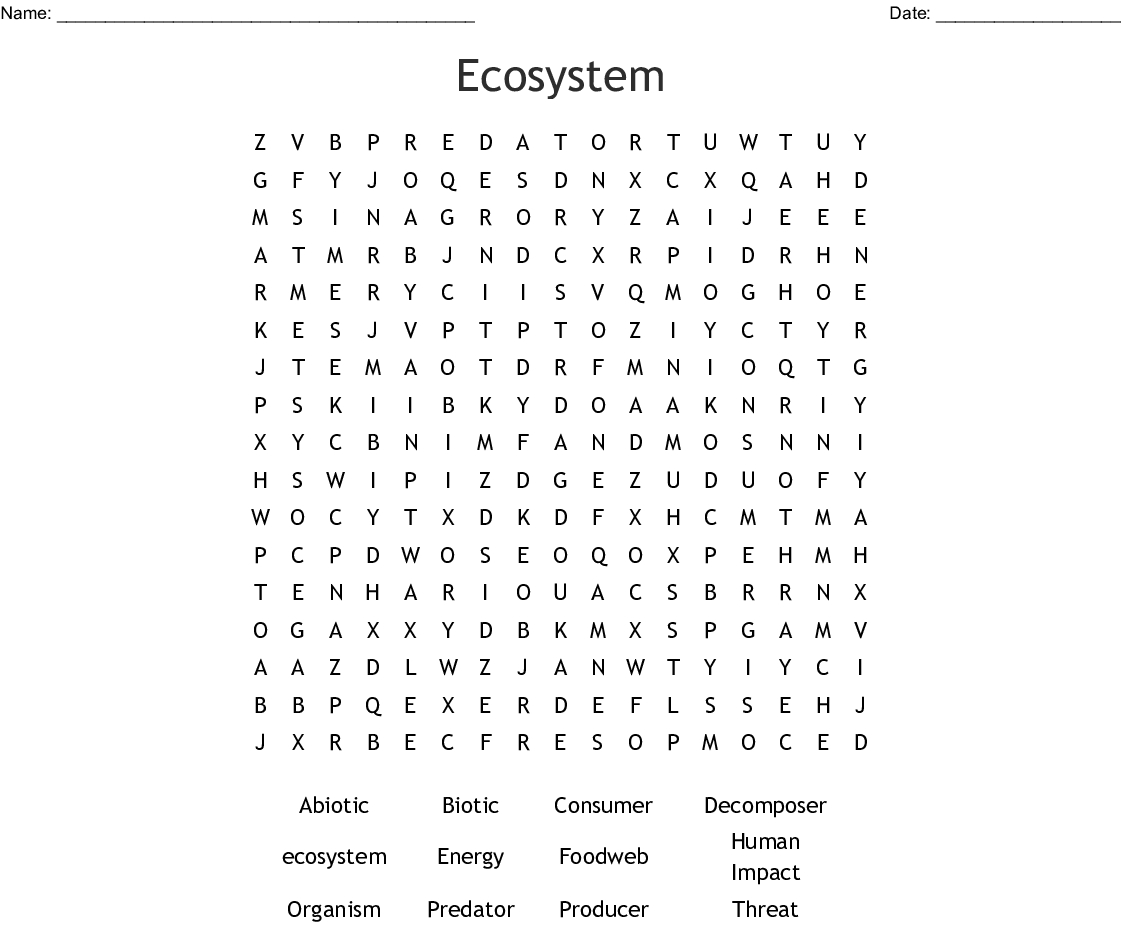 Ecosystem Word Search - Wordmint