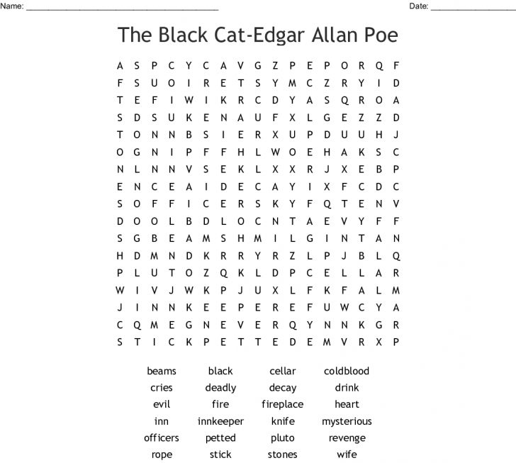 Edgar Allan Poe Printable Word Search