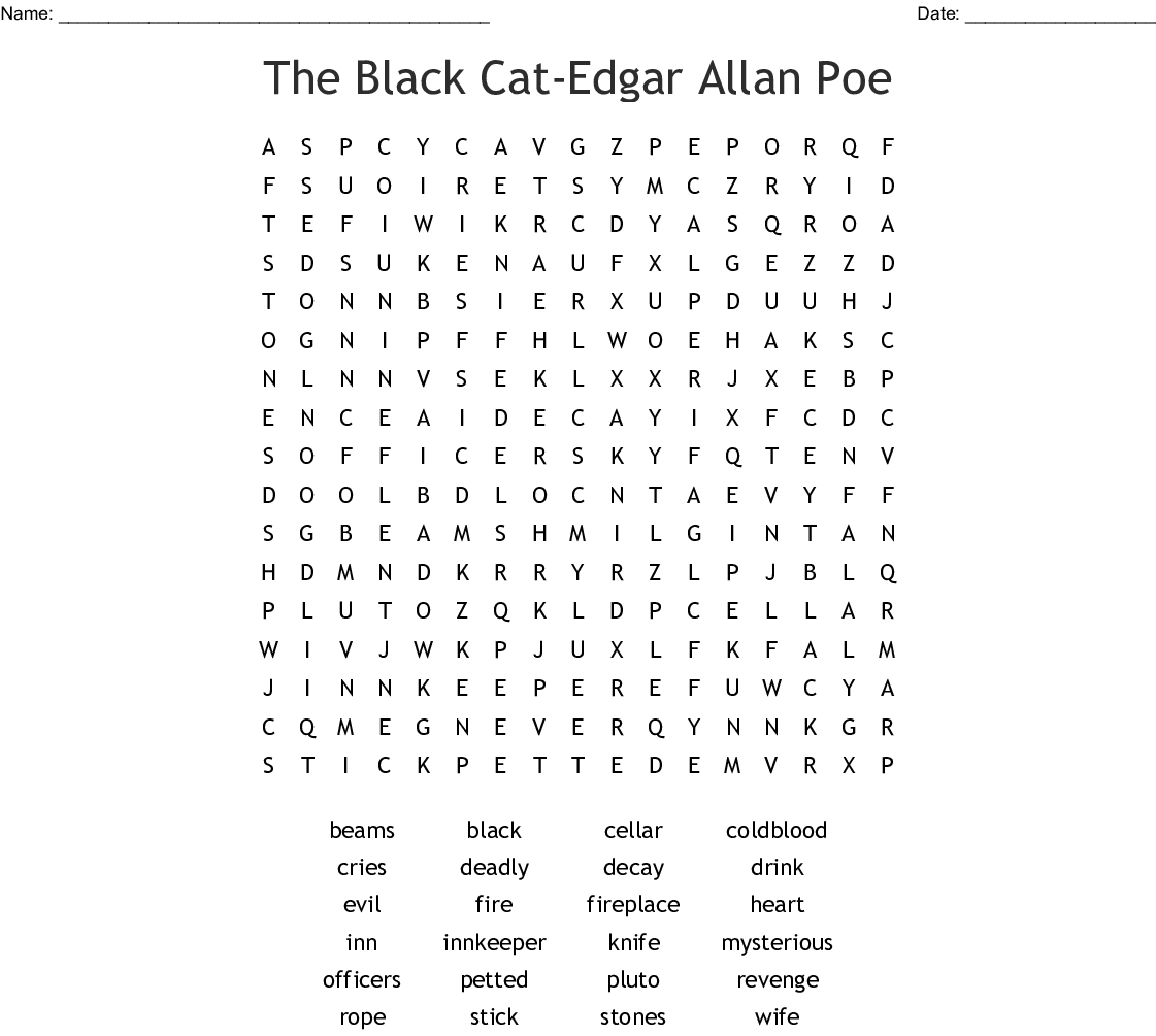 Edgar Allan Poe Word Search - Wordmint
