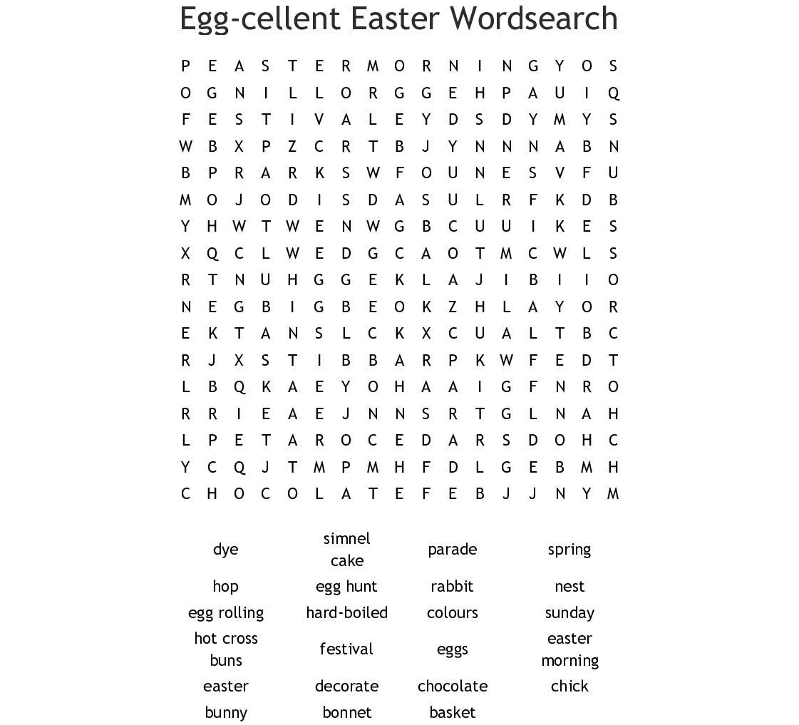 Egg-Cellent Easter Wordsearch - Wordmint
