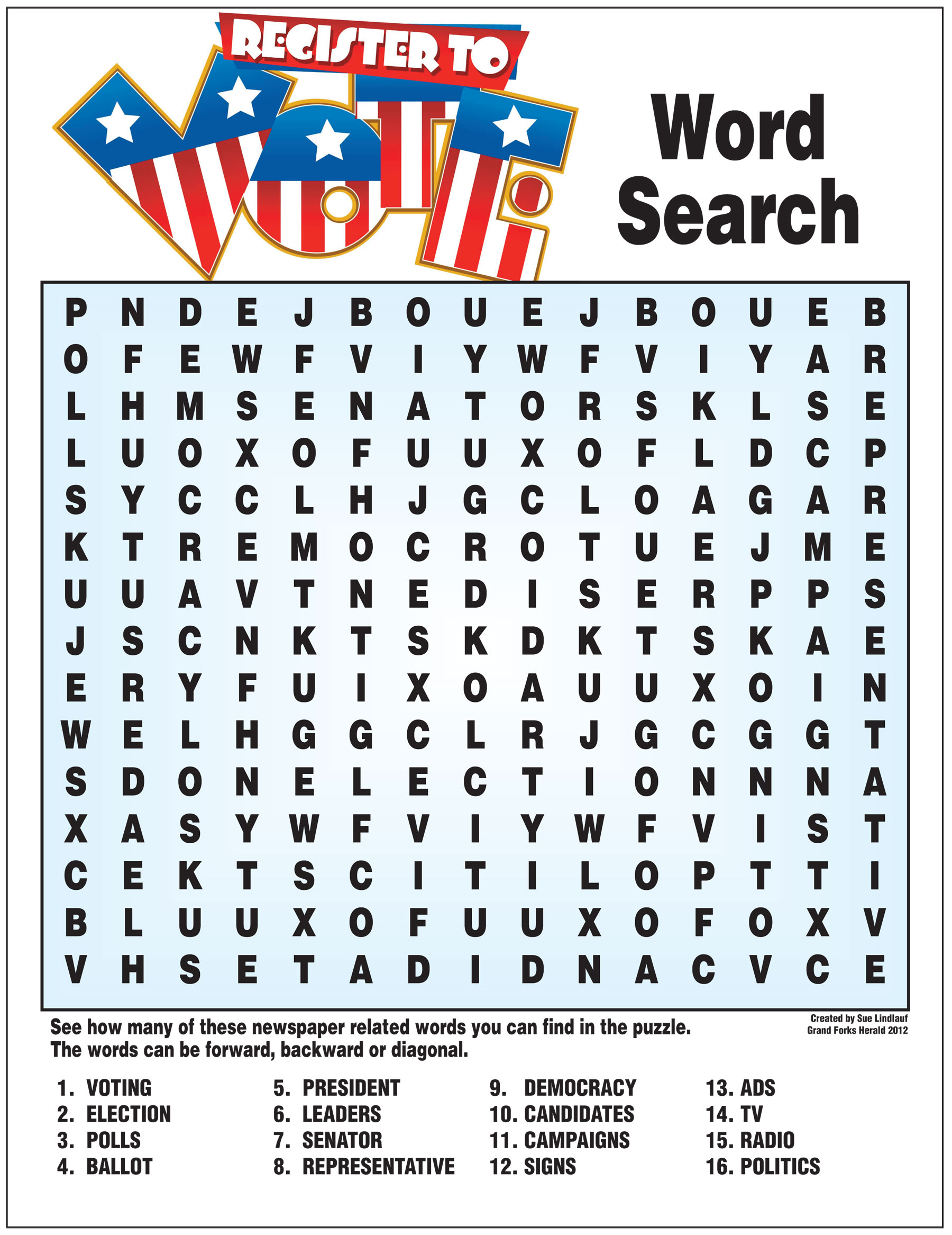 Elections Word Search | Nie Rocks!