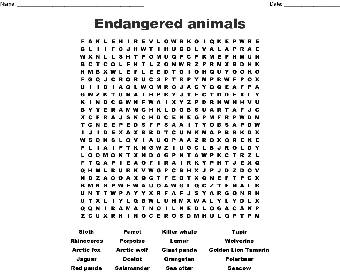 Endangered And Extinct Animals Worksheet | Printable
