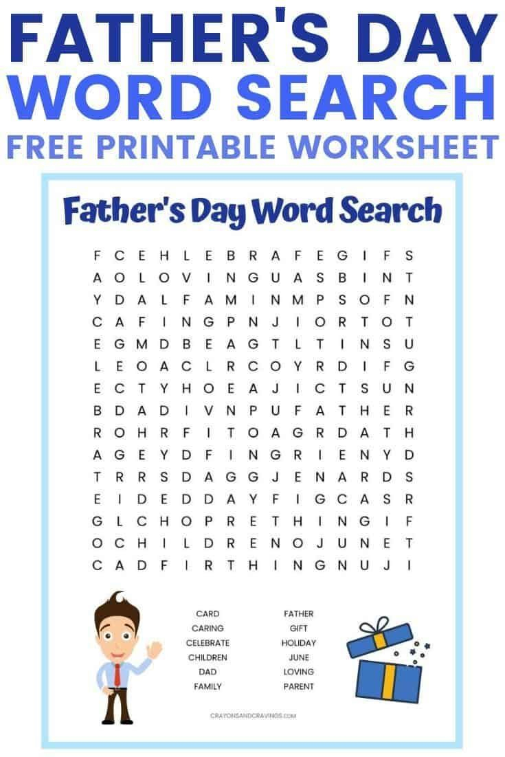 Father&amp;#039;s Day Word Search Free Printable Worksheet With 12