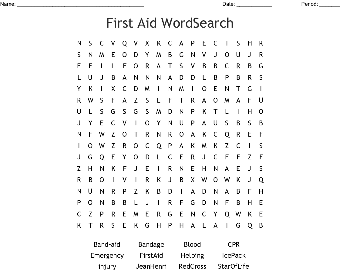 First Aid Wordsearch - Wordmint