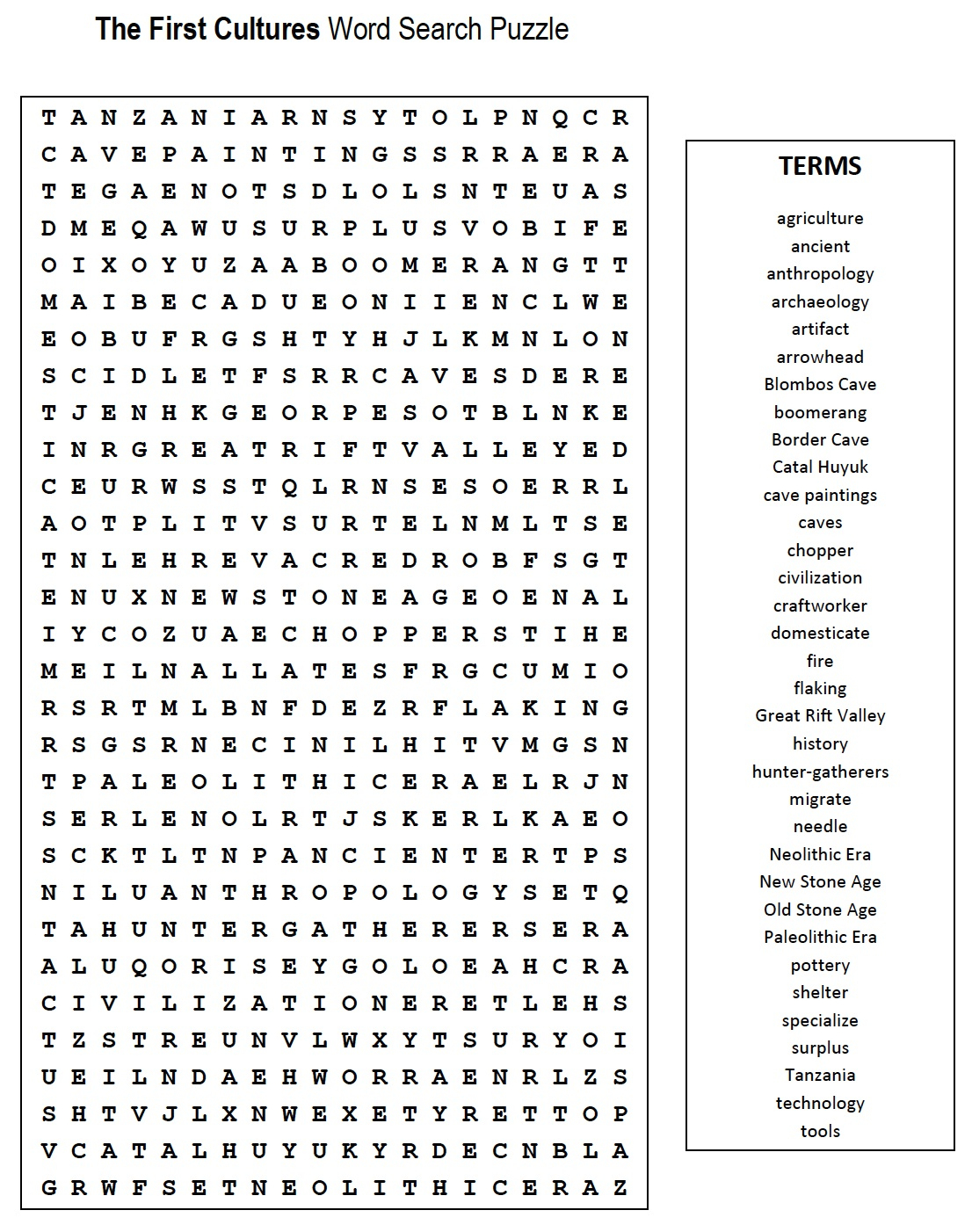 First Cultures Word Search | Mr. Proehl&amp;#039;s Social Studies Class