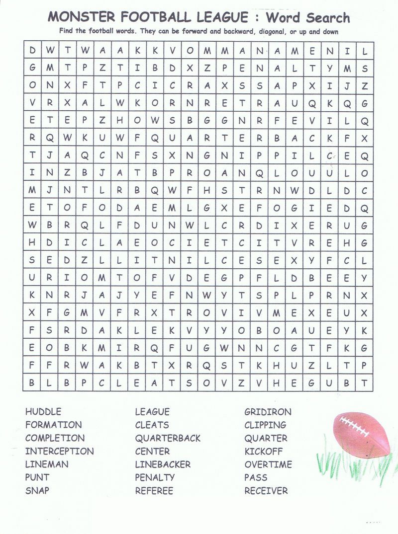 Football Word Search Printable See The Category To Find More