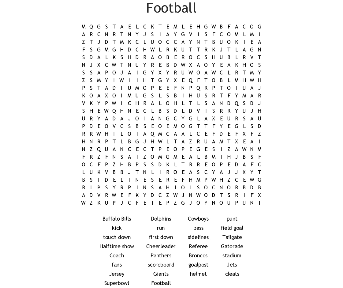 Football Word Search - Wordmint
