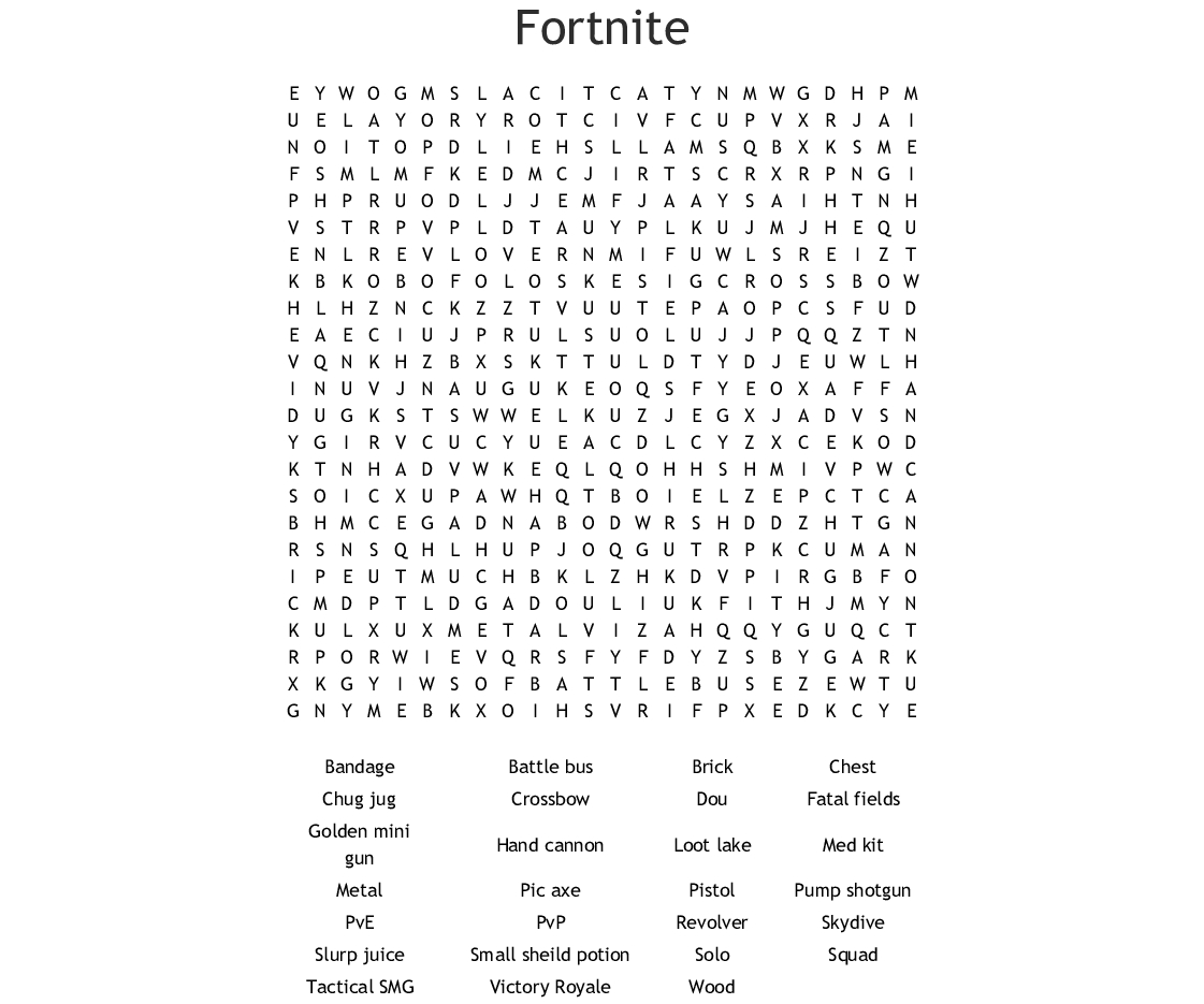 Fortnite Word Search - Wordmint