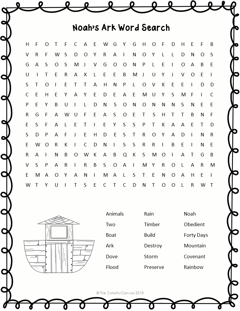 free printable noahs ark word search word search printable