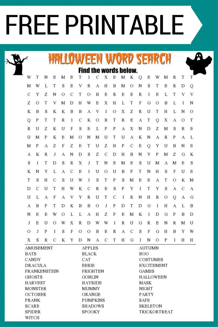 Free Halloween Word Search #printable Worksheet With 30+