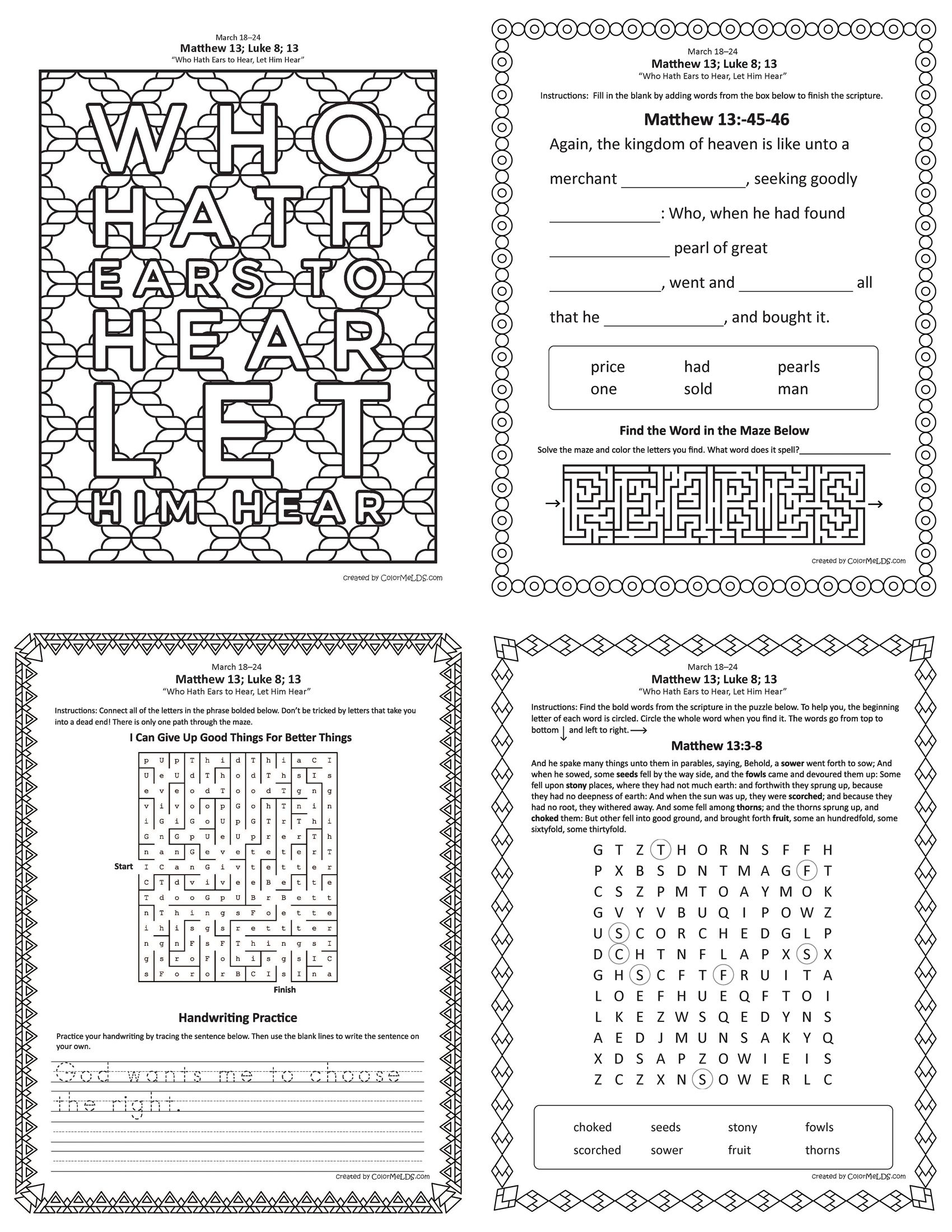 Free Lds Worksheets And Printables - Word Crumb Mazes, Word