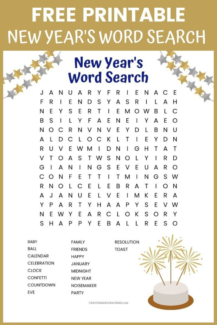 Free New Year&amp;#039;s Word Search Printable Worksheet With 18 New