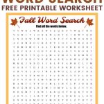 Free Printable Fall Word Search Puzzle With 15 Hidden Words