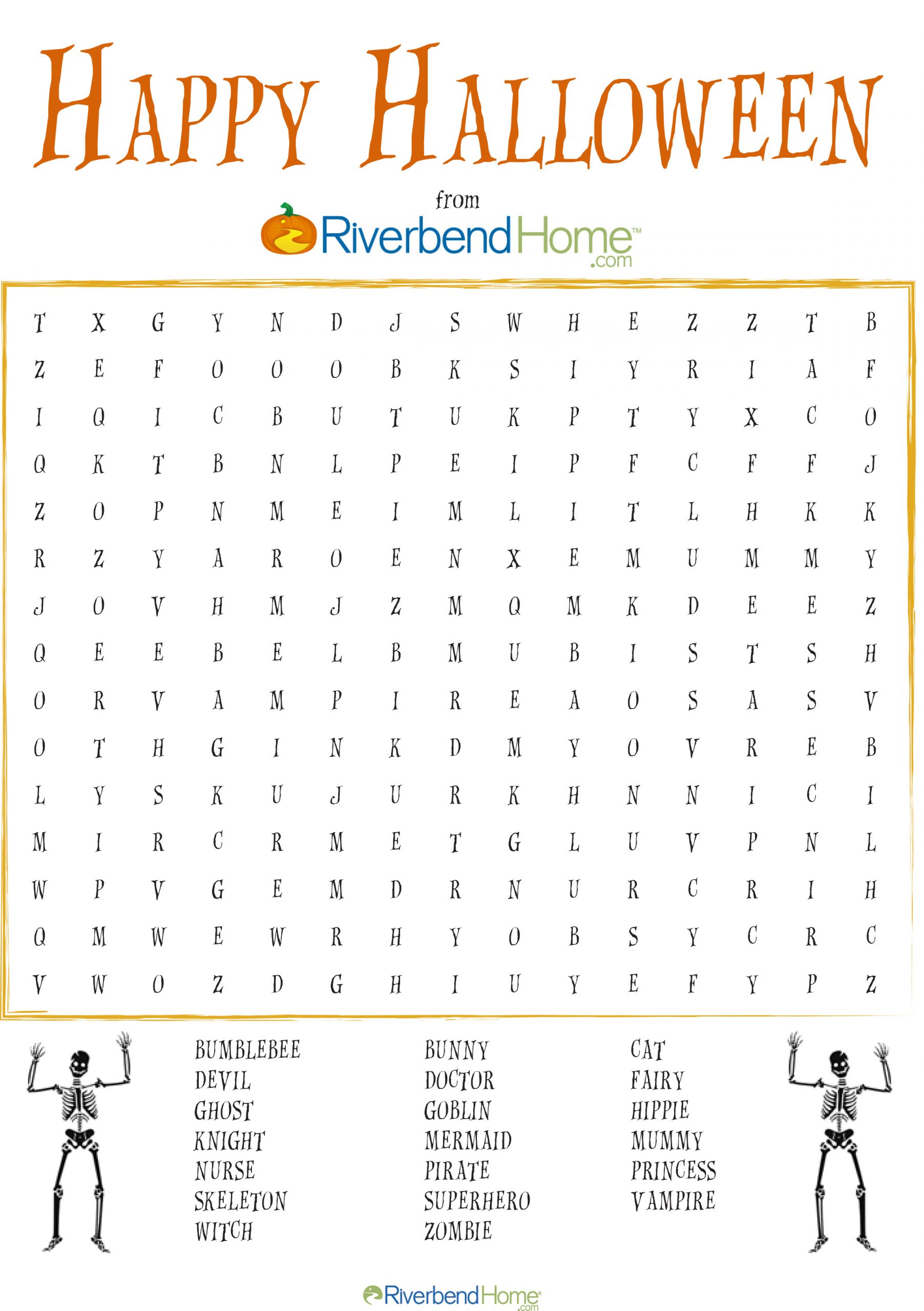Free Printable Halloween Word Search Puzzle | Riverbend Home