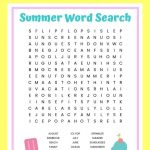 Free Summer Word Search Printable Worksheet With 23 Summer