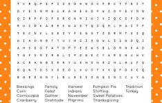 Free Thanksgiving Word Search Printable Game: This