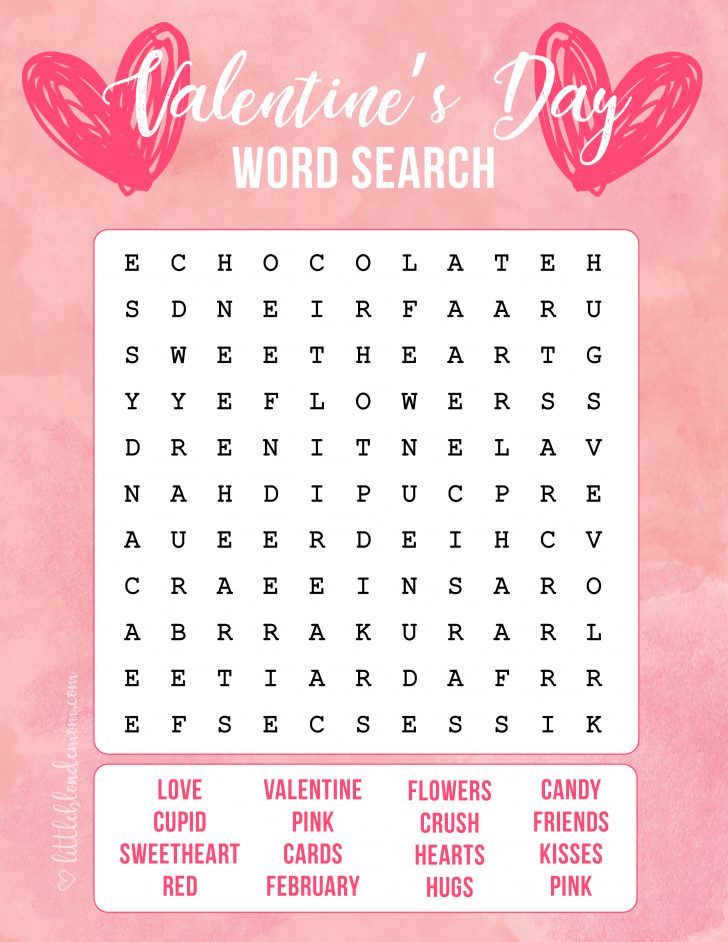 Word Search Valentine's Day Printable