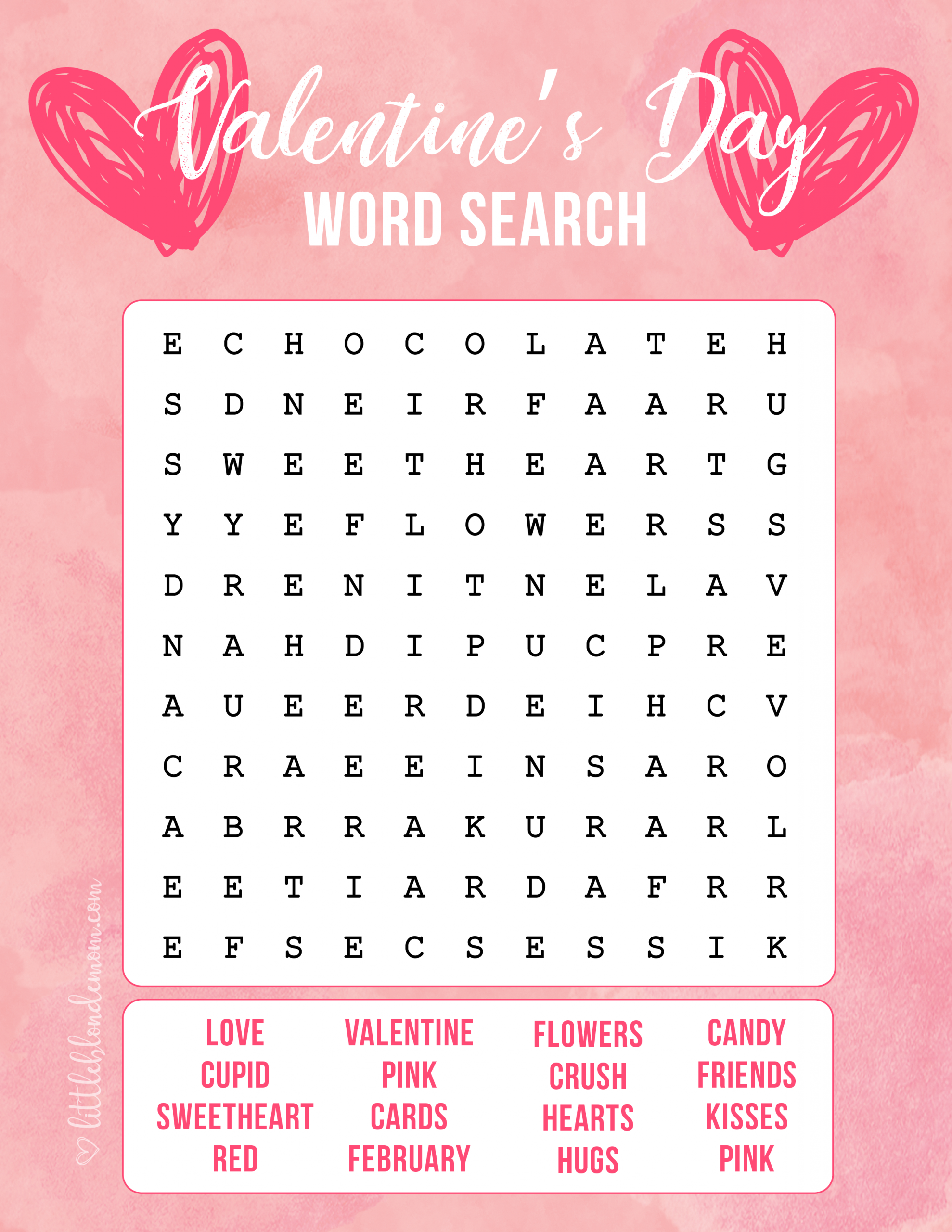 Free Valentine&amp;#039;s Day Printable Word Search! So Fun For The