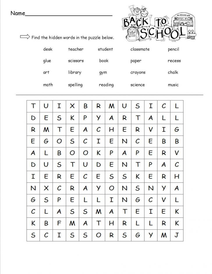Free Back To School Word Search Printable