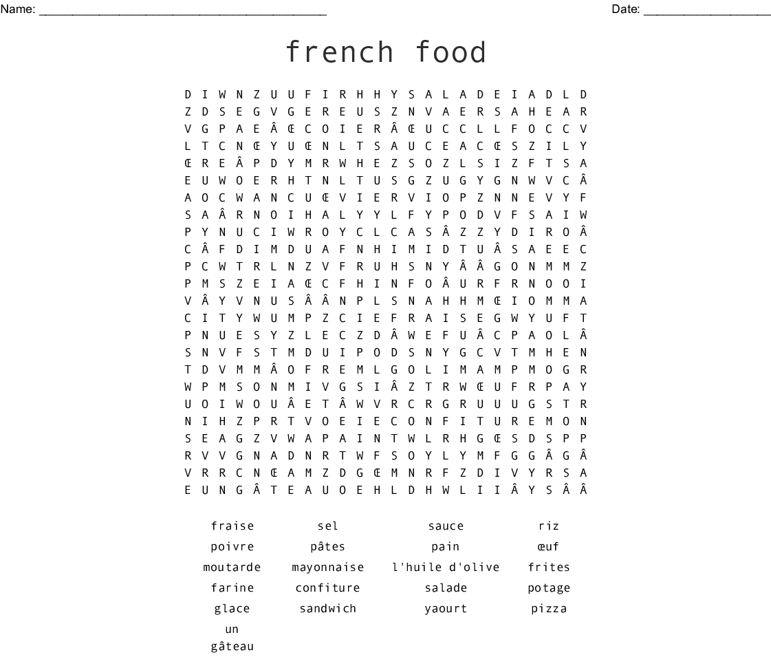 French Word Searches Free Printable Word Search Printable