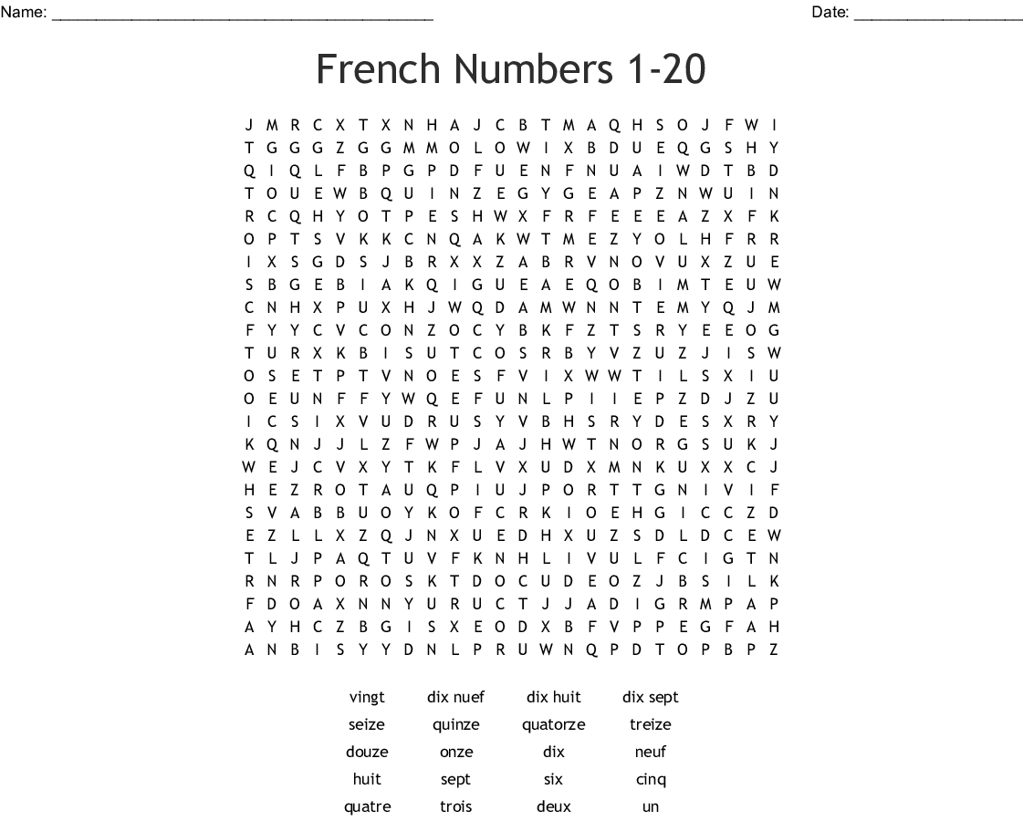 French Word Searches Free Printable  Word Search Printable