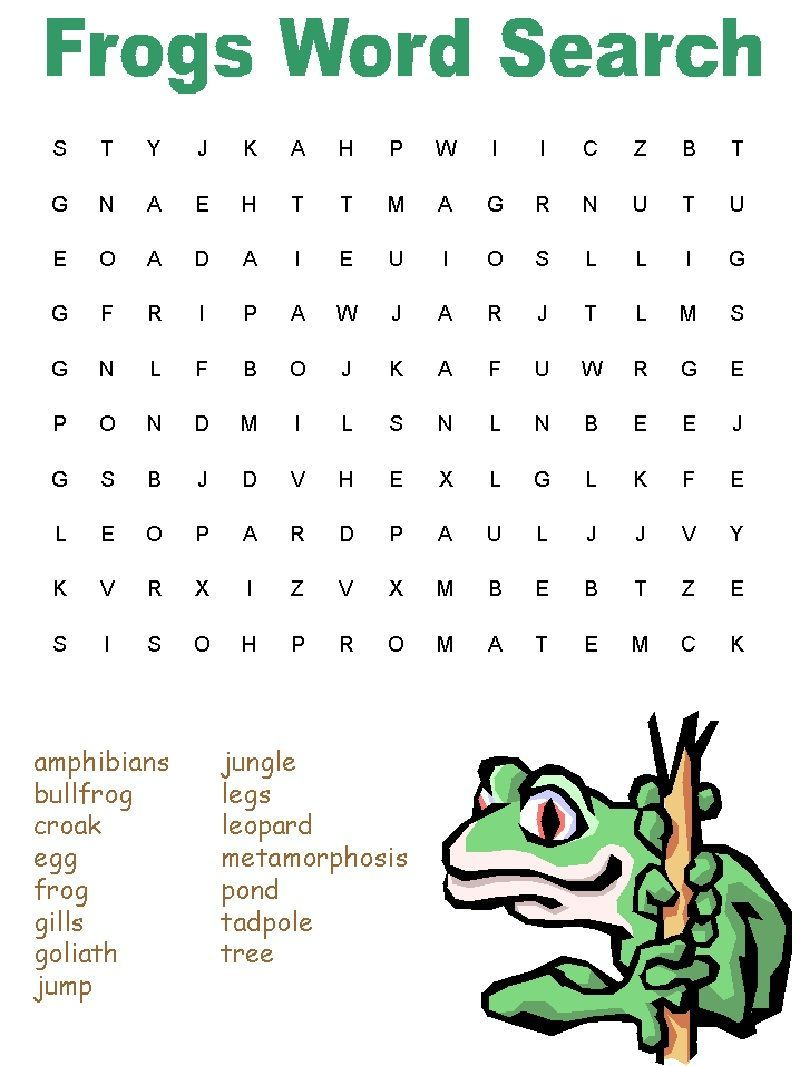 Frog Word Search Activity , Let&amp;#039;s Get To Know More About