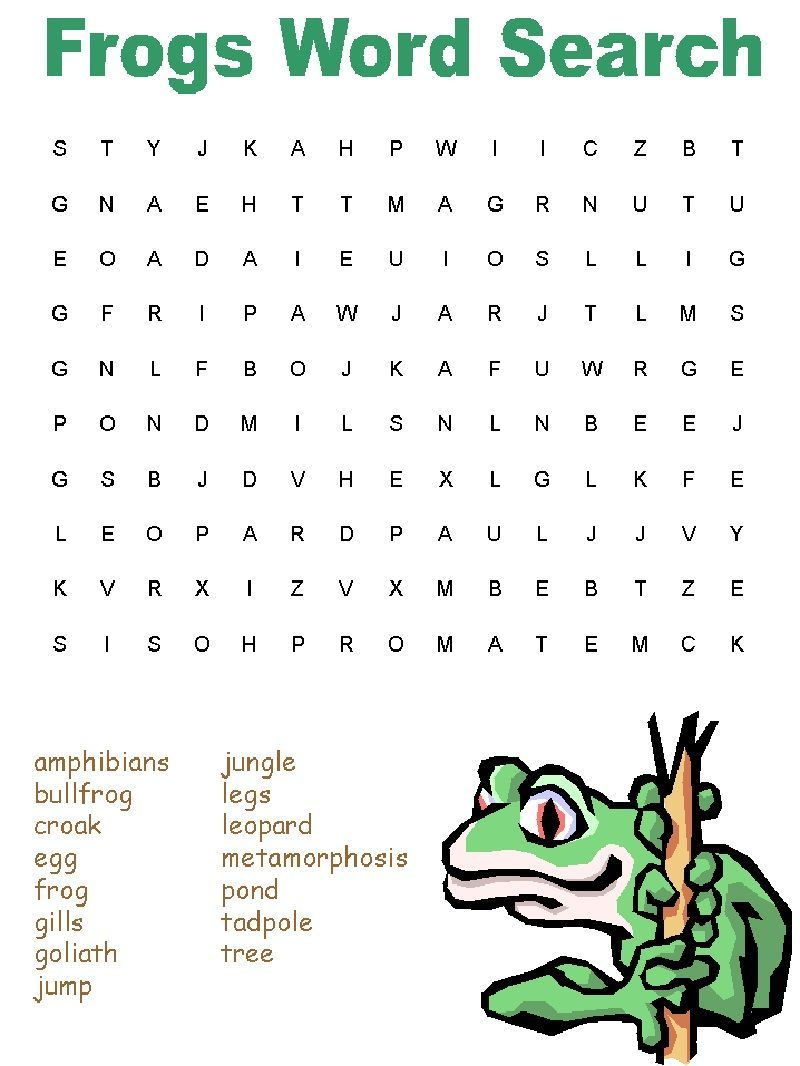 Frog Word Search Printable - Word Search Printable