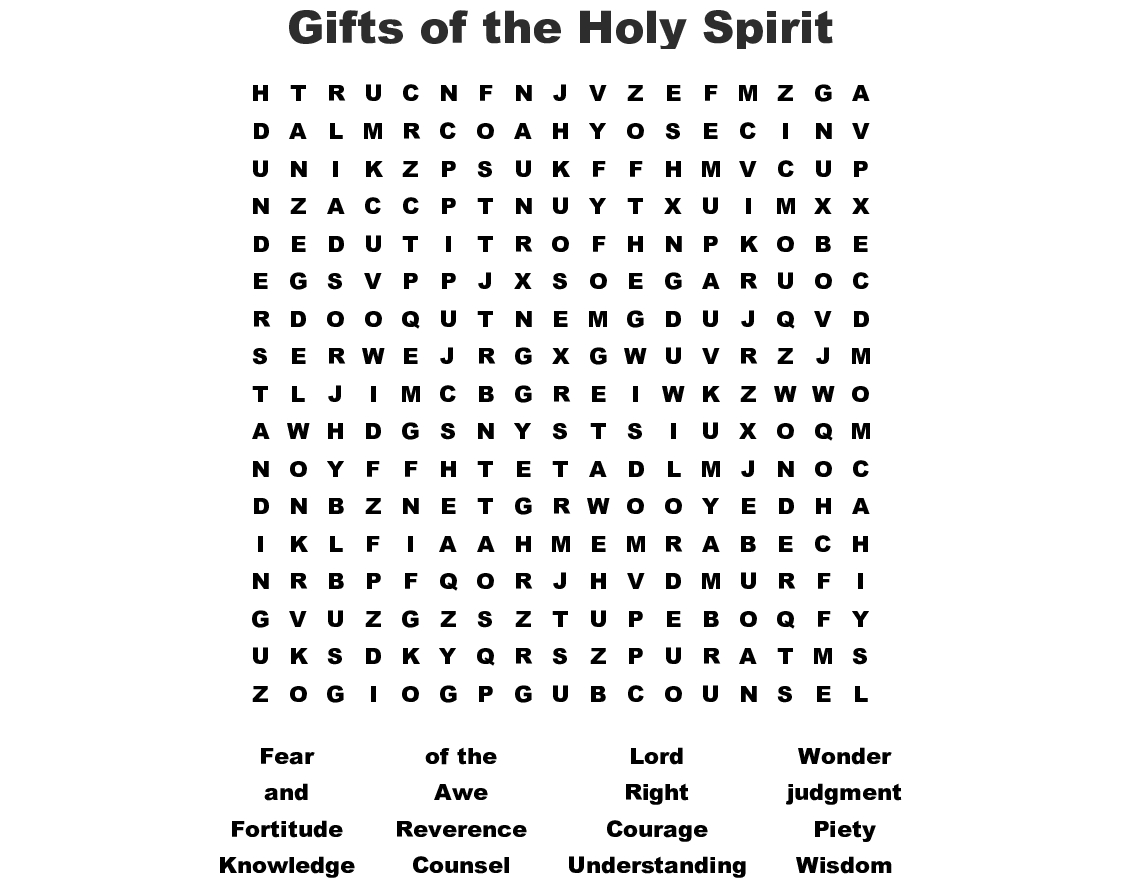 Fruit Of The Spirt/gifts Of The Holy Spirit Word Search