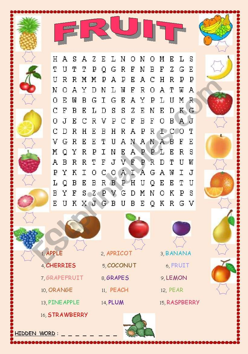 fruit word search printable word search printable