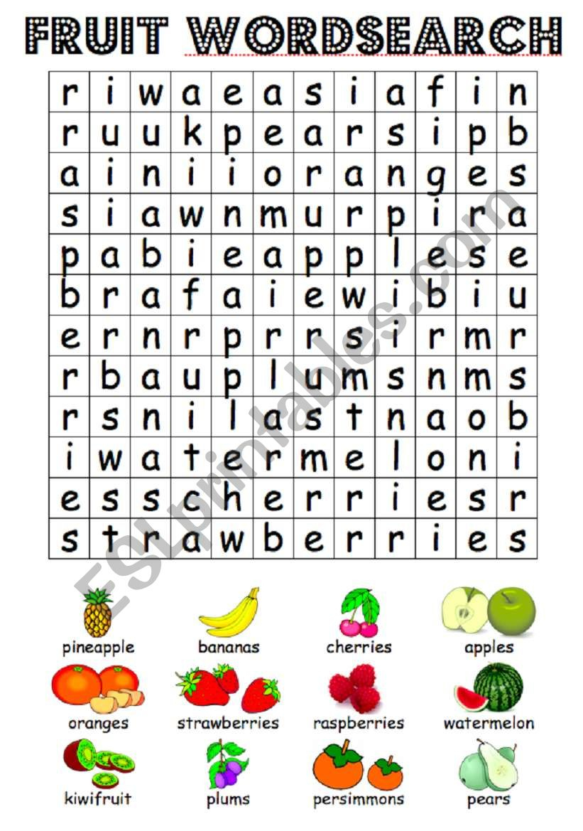 Fruit Word Search Printable Word Search Printable