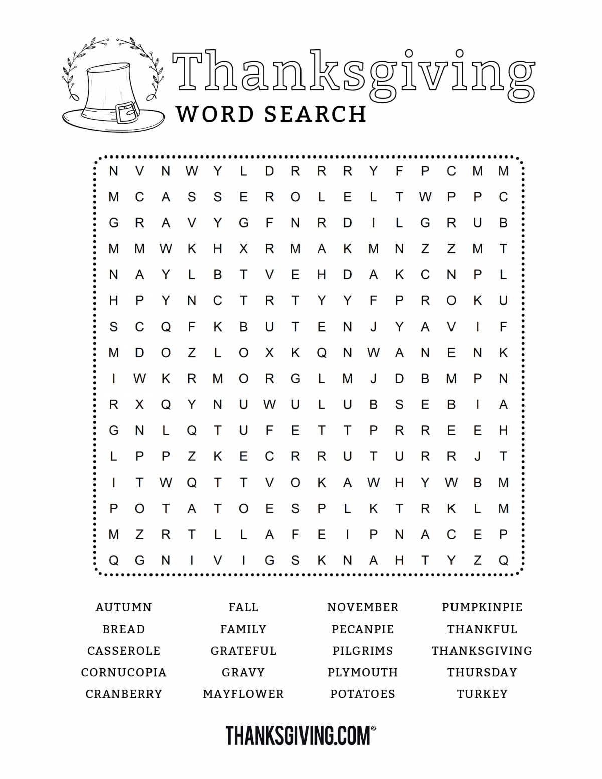 Thanksgiving Word Search Hard Printable Word Search Printable