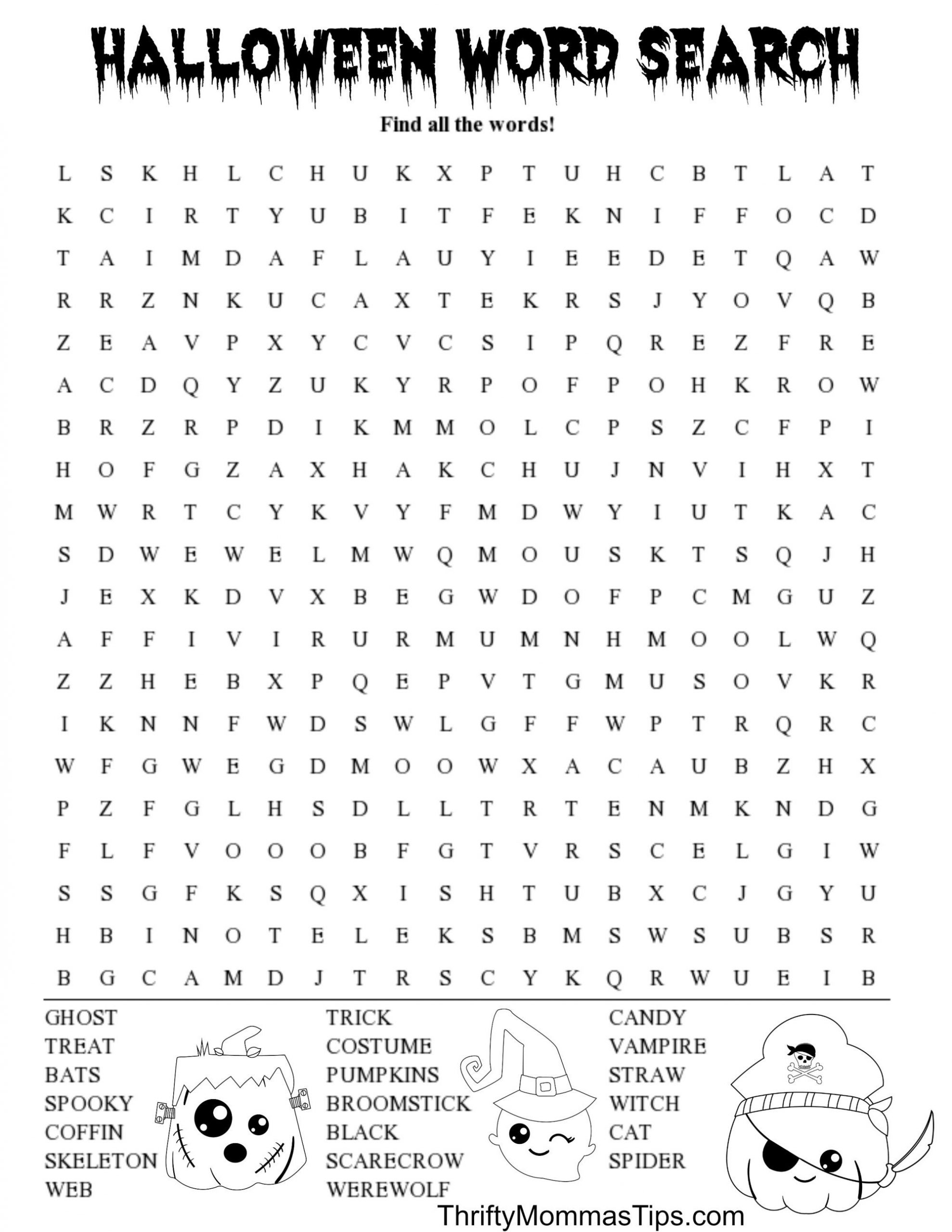 Hard Halloween Word Search Printable Word Search Printable