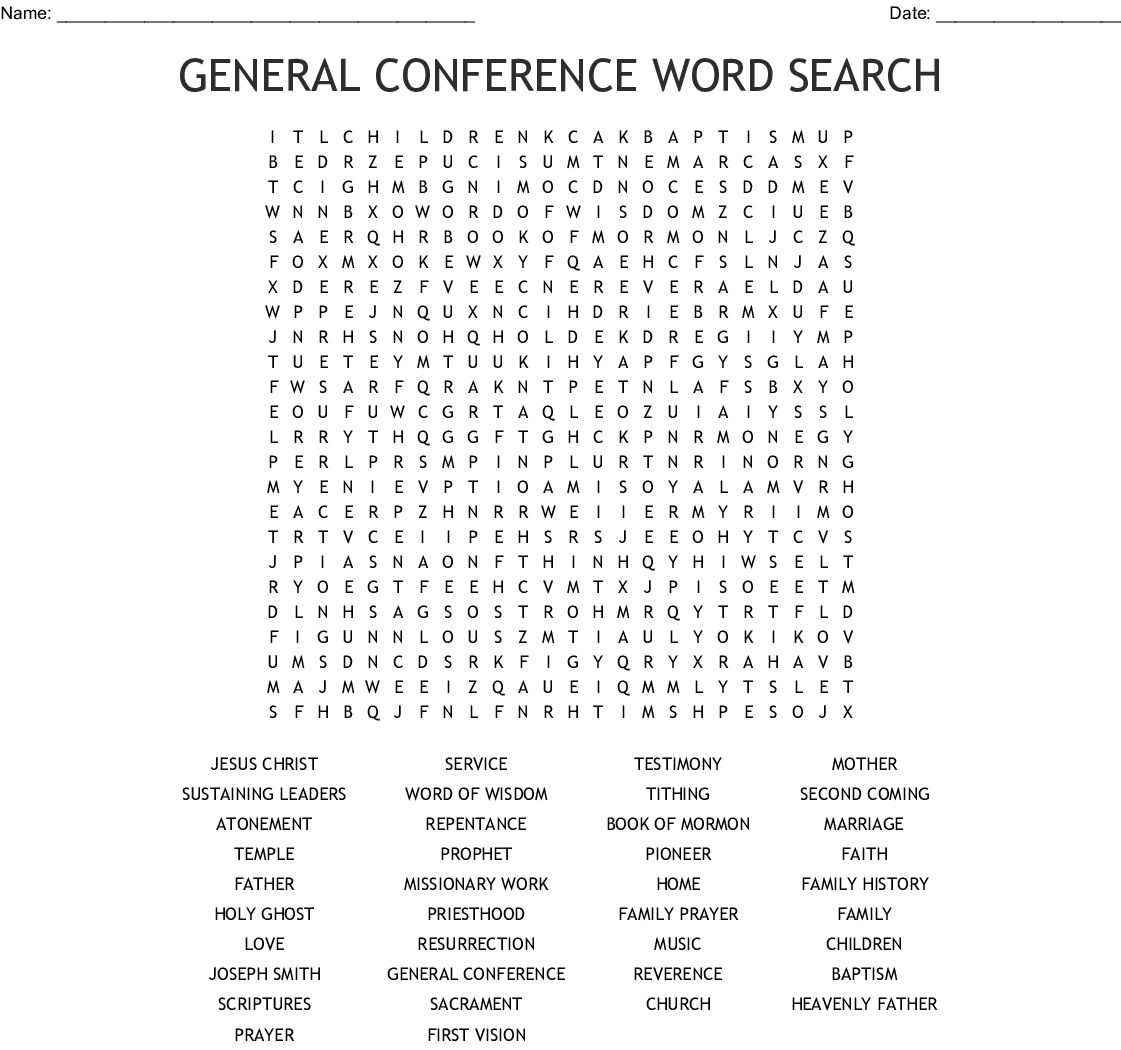 General Conference Word Search Printable