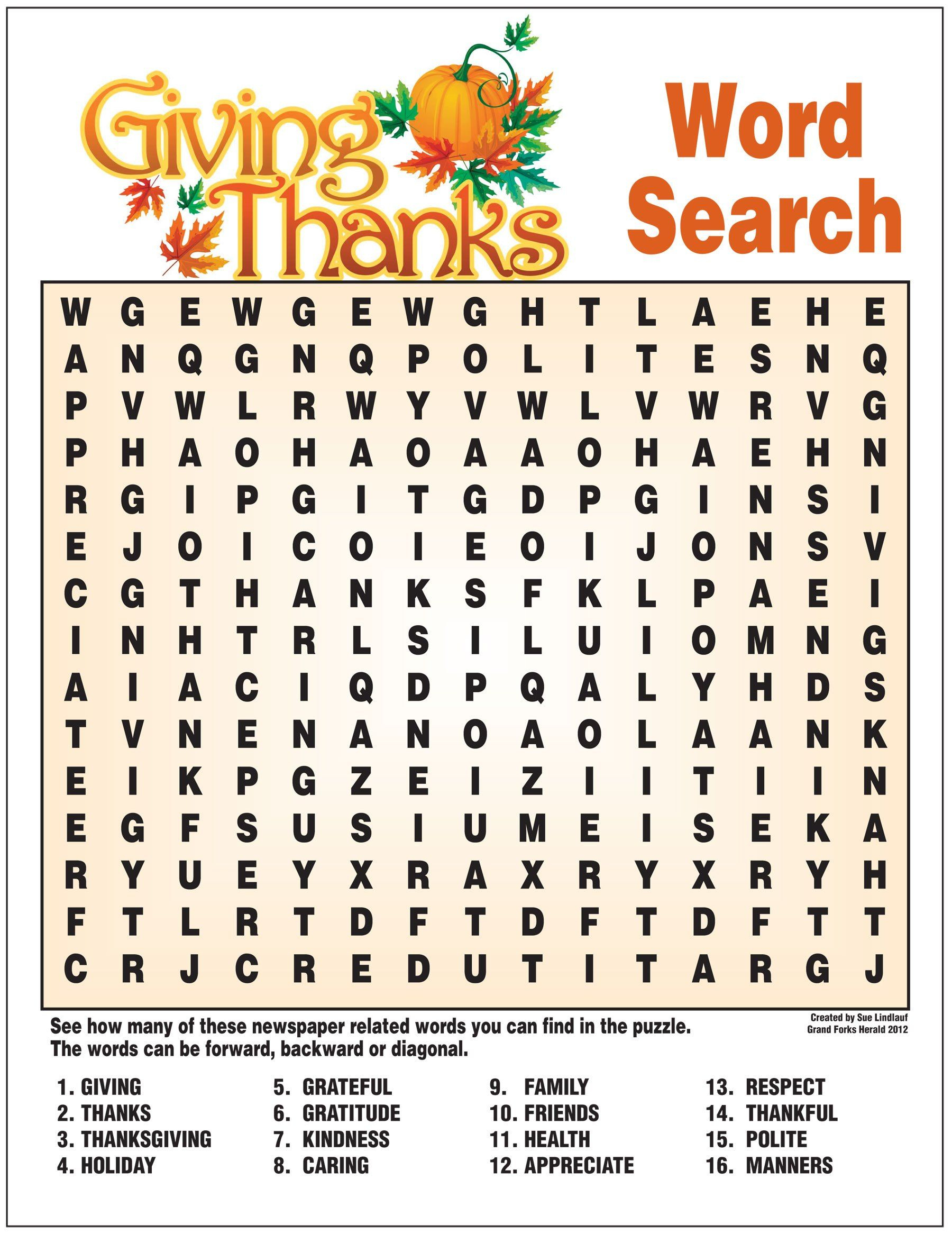 Thanksgiving Word Search Wordmint Word Search Printable
