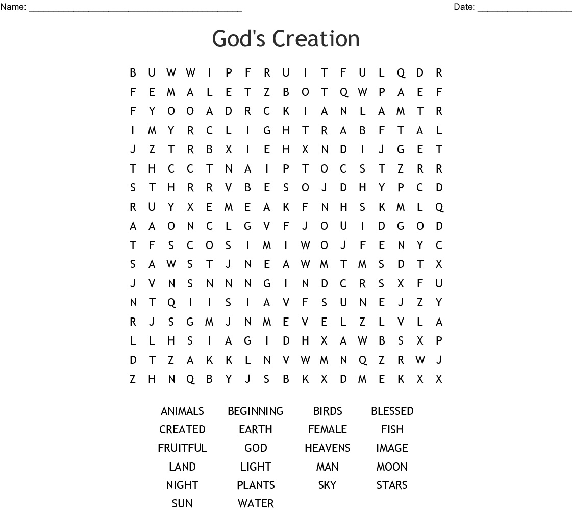 God&amp;#039;s Creation Word Search - Wordmint