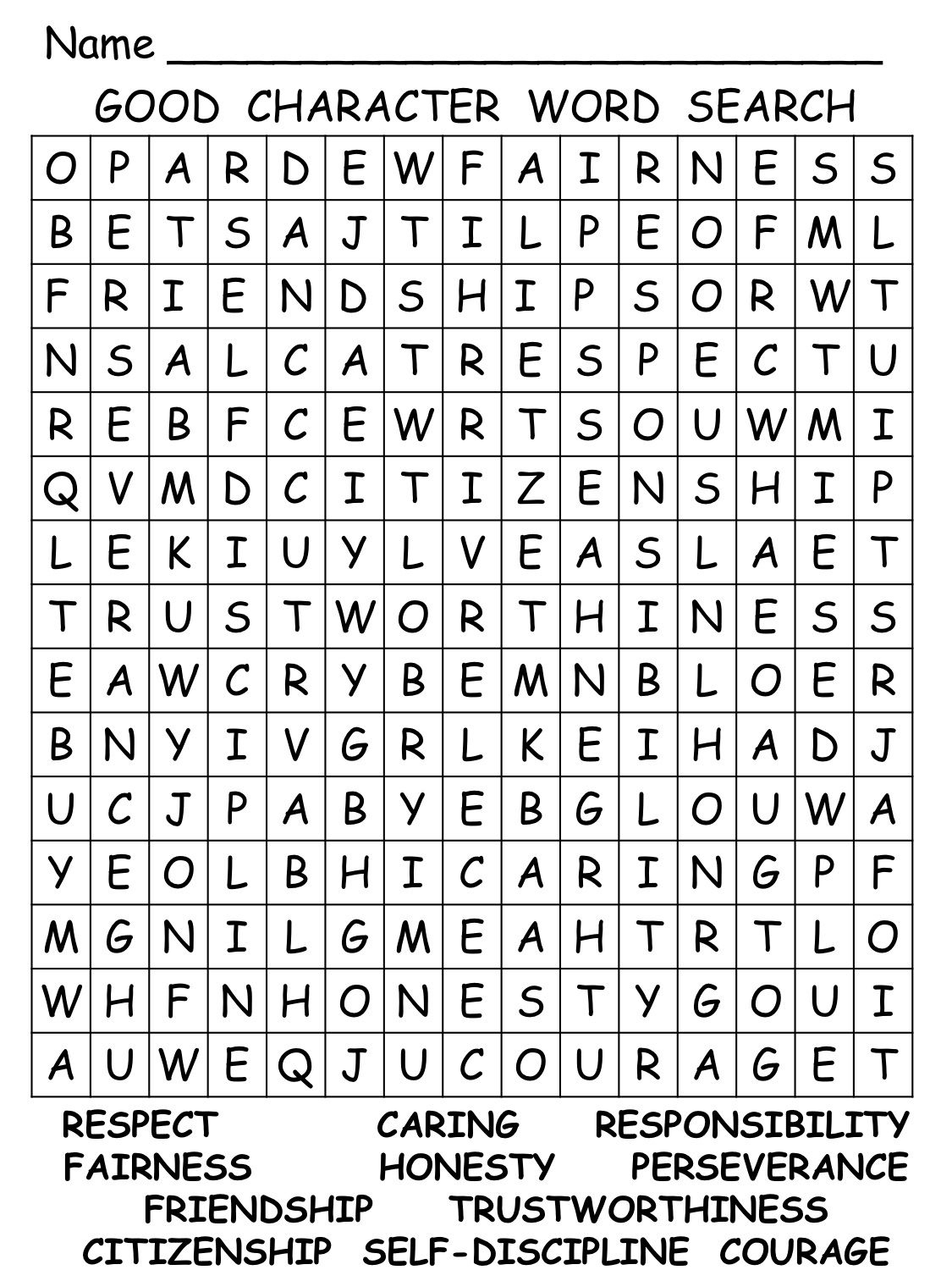Good Character Word Search. Our Girl Scout Troop : Girl