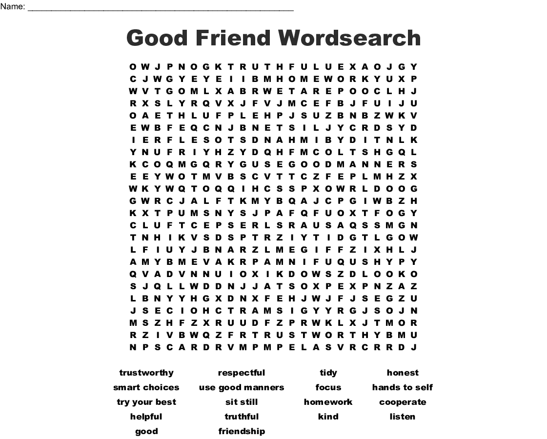 Good Friend Wordsearch - Wordmint