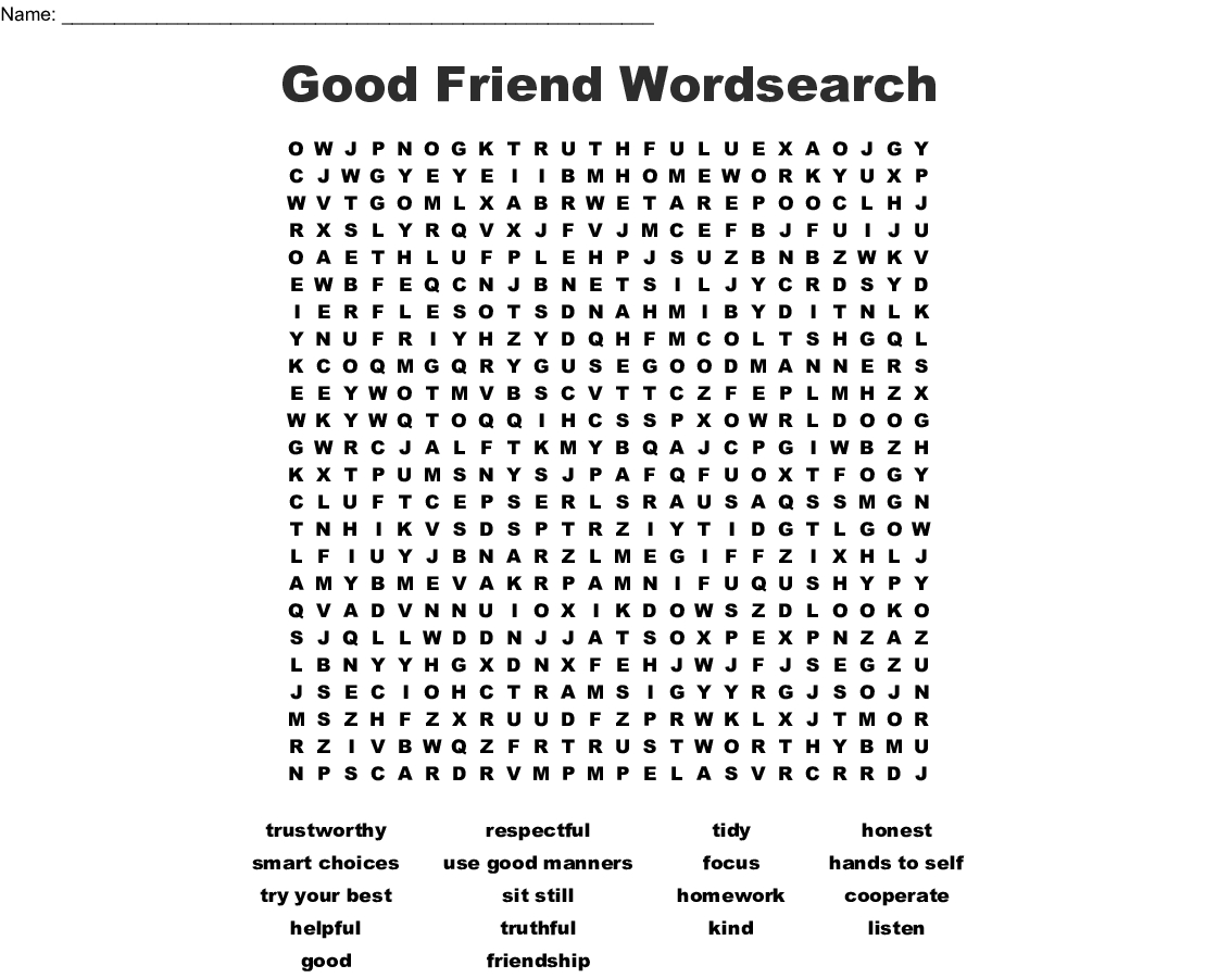 Good Friend Wordsearch Wordmint Word Search Printable